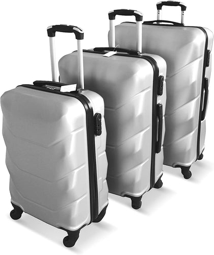 Archibolt 3-Piece Luggage Set Rolling Wheeled Spinner Suitcase ABS (Silver)