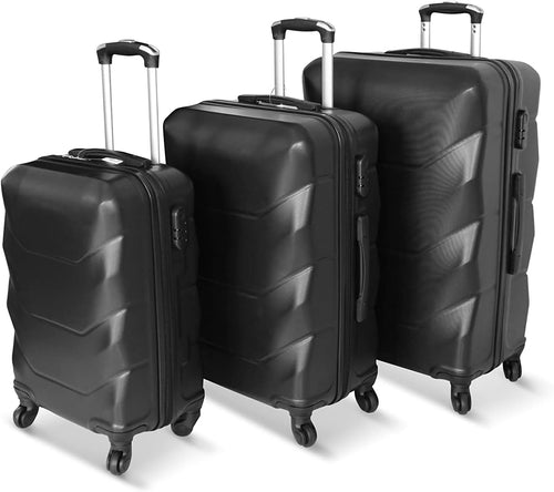 Archibolt 3-Piece Luggage Set Rolling Wheeled Spinner Suitcase ABS (Black)