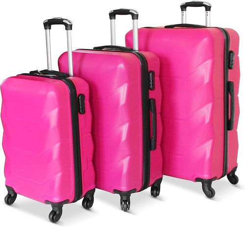 Archibolt 3-Piece Luggage Set Rolling Wheeled Spinner Suitcase ABS (Pink)