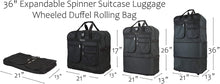 Load image into Gallery viewer, Archibolt 36&quot; Rolling Wheeled Duffle Bag Spinner Suitcase Expandable Luggage (36 Inch, Black)