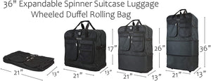 Archibolt 36" Rolling Wheeled Duffle Bag Spinner Suitcase Expandable Luggage (36 Inch, Black)