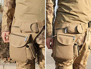 Archibolt Canvas Waist Pack Tactical Thigh Drop Leg Bag Adjustable Strap Waist Packs for Outdoor Camping Motorcycle Riding Fishing