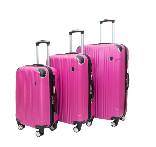 Archibolt 3-Piece Luggage Set Rolling Wheeled Spinner Suitcase ABS (Pink)