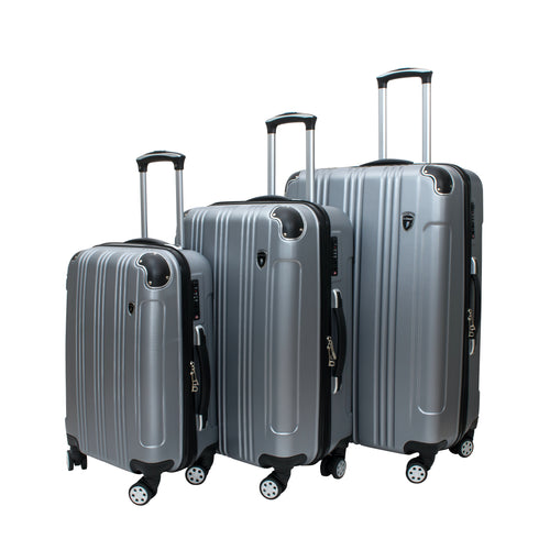 Archibolt 3-Piece Luggage Set Rolling Wheeled Spinner Suitcase ABS (Silver)